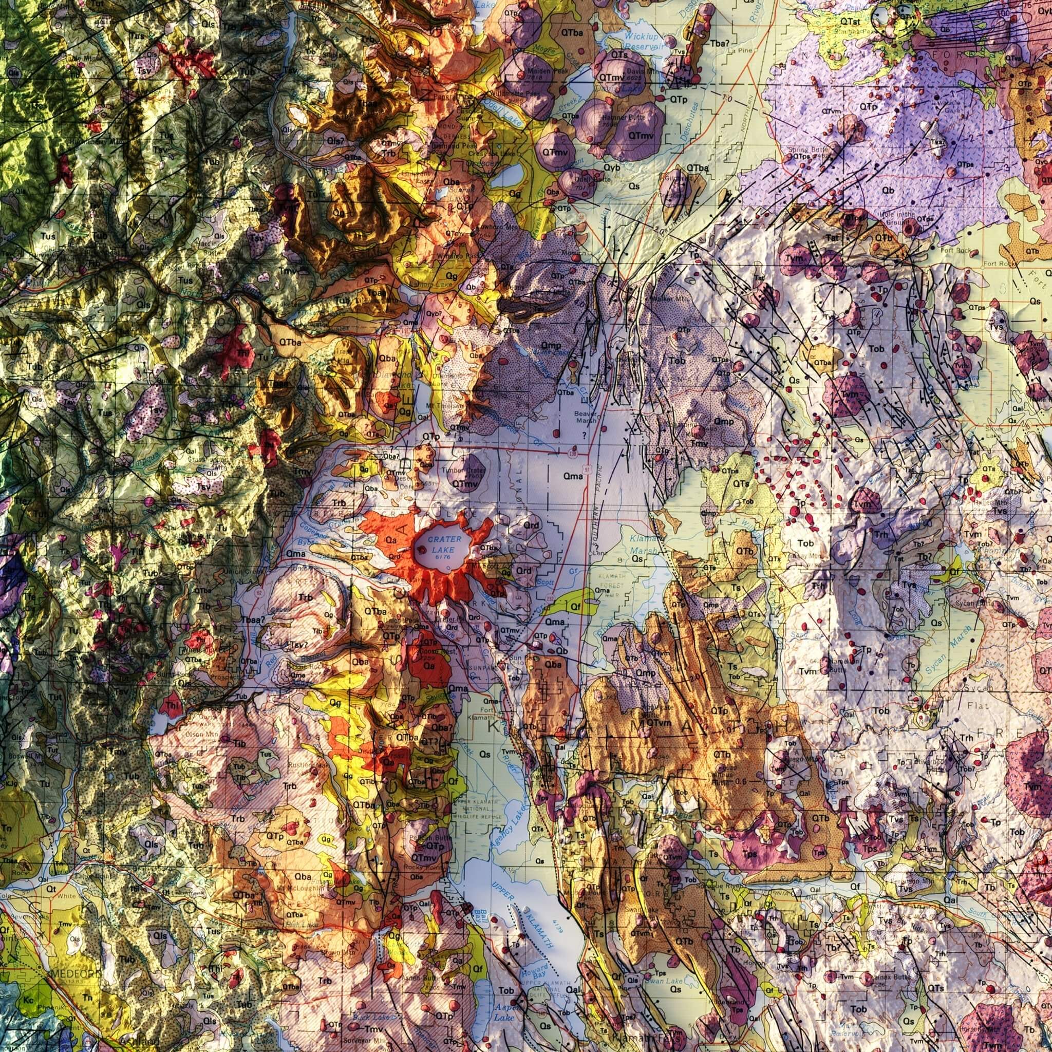 Oregon 1991 Shaded Relief Map - Muir Way - Vintage Relief