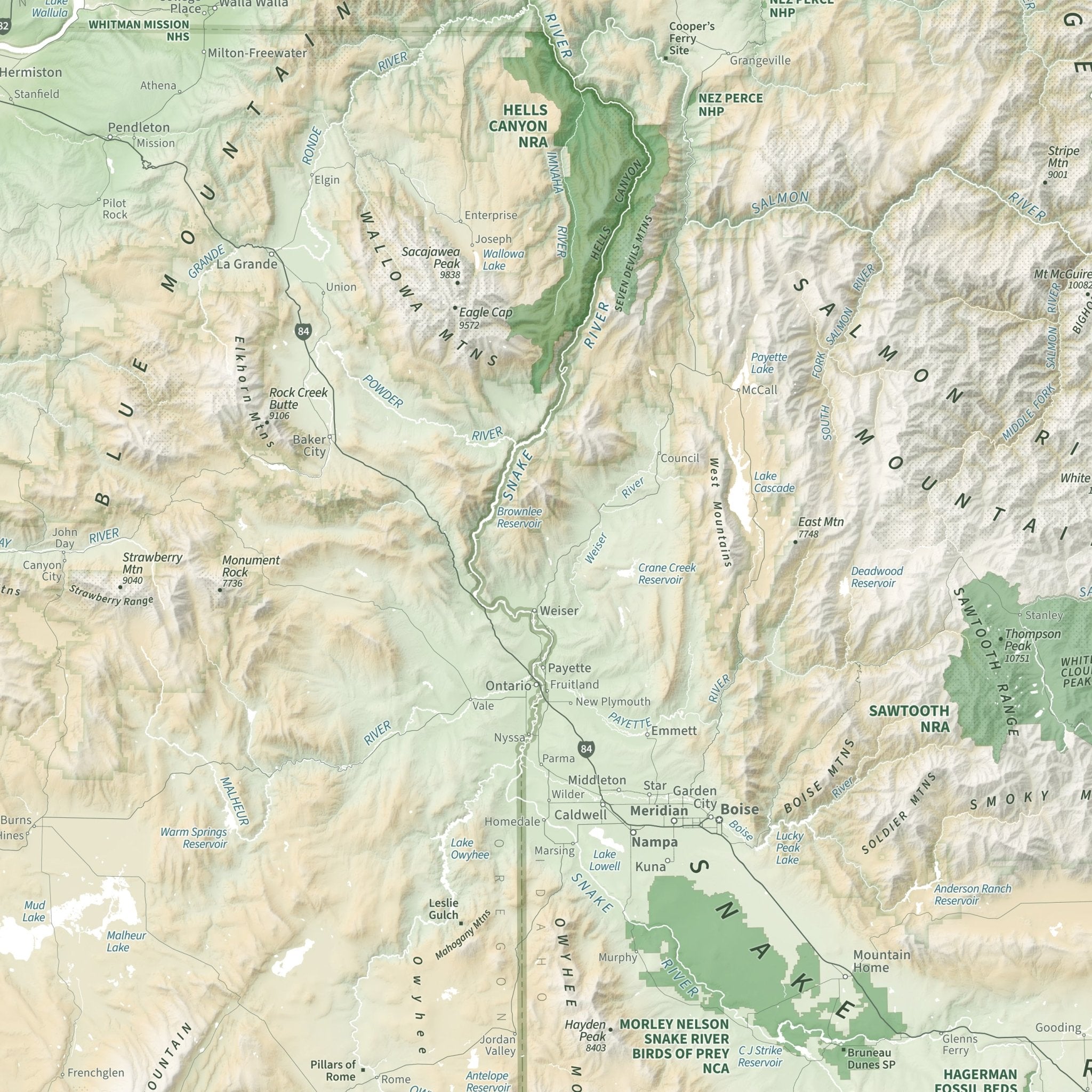 Pacific Northwest Physical Shaded Relief Map - Muir Way - Natural Atlas