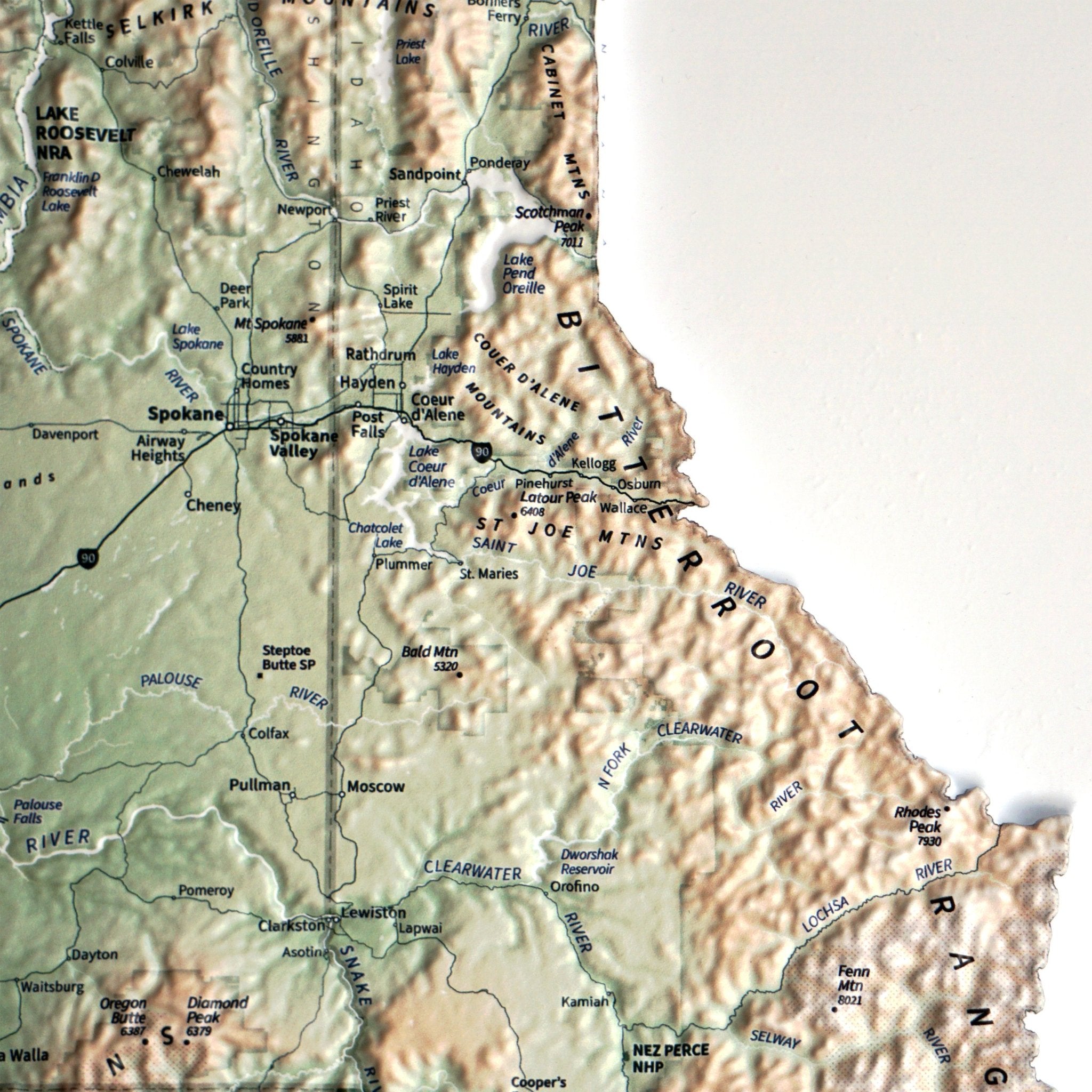 Pacific Northwest 3D Raised Relief Map - Muir Way - Natural Atlas