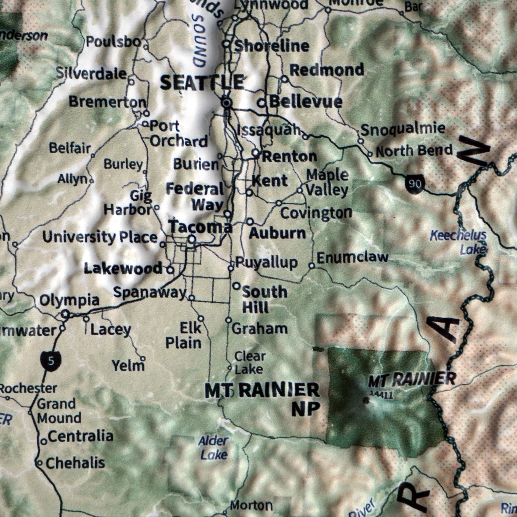 Pacific Northwest 3D Raised Relief Map - Muir Way - Natural Atlas