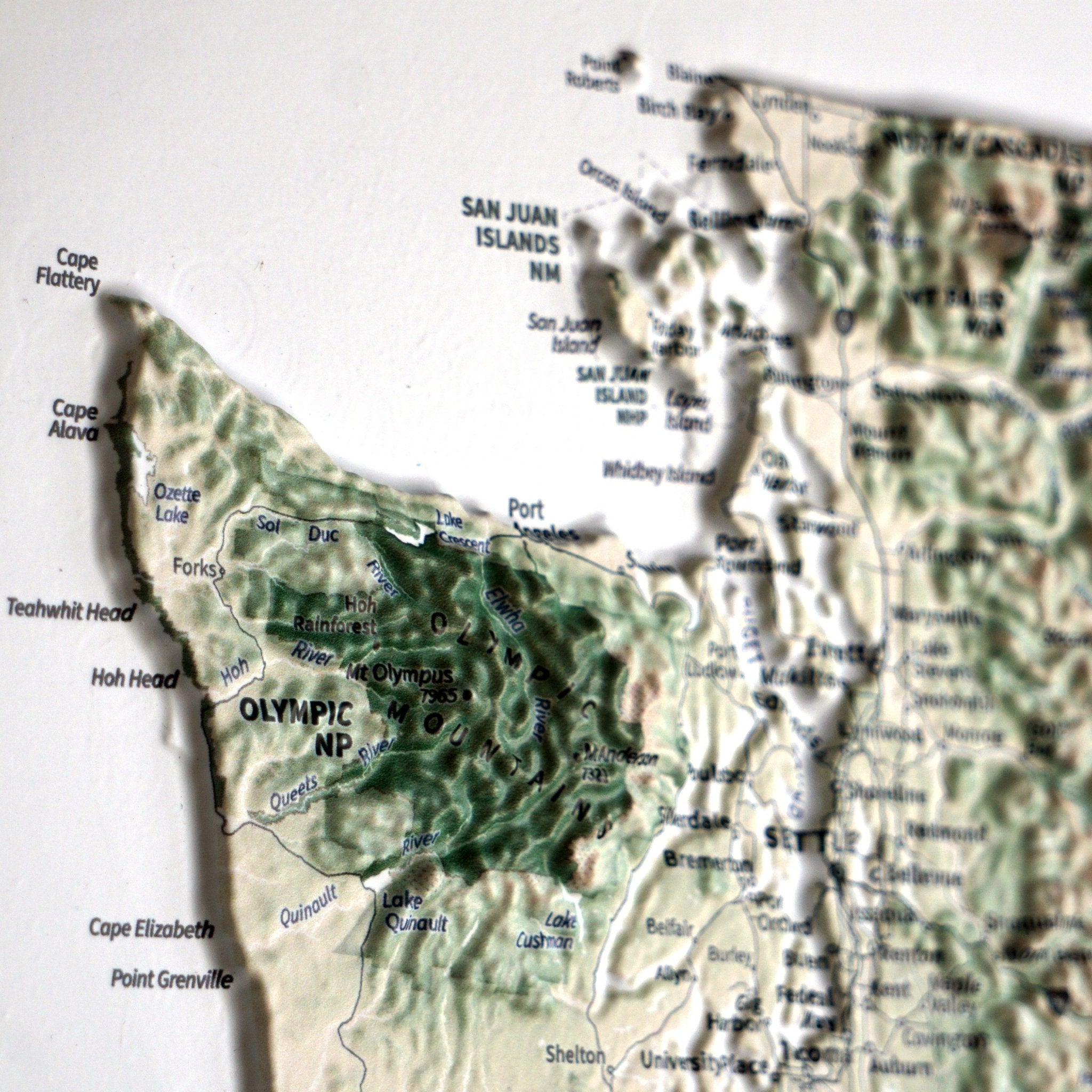 Pacific Northwest 3D Raised Relief Map - Muir Way - Natural Atlas