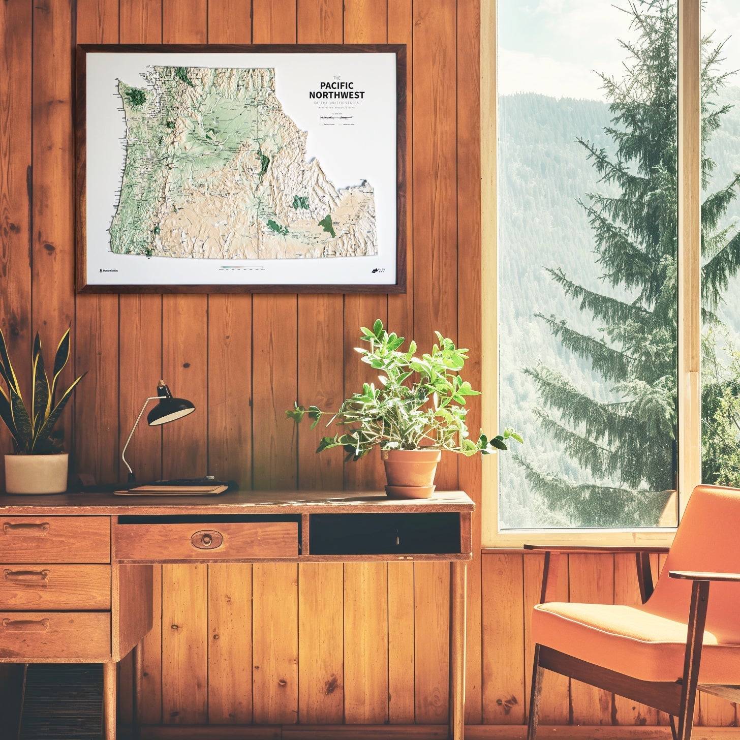 Pacific Northwest 3D Raised Relief Map - Muir Way - Natural Atlas