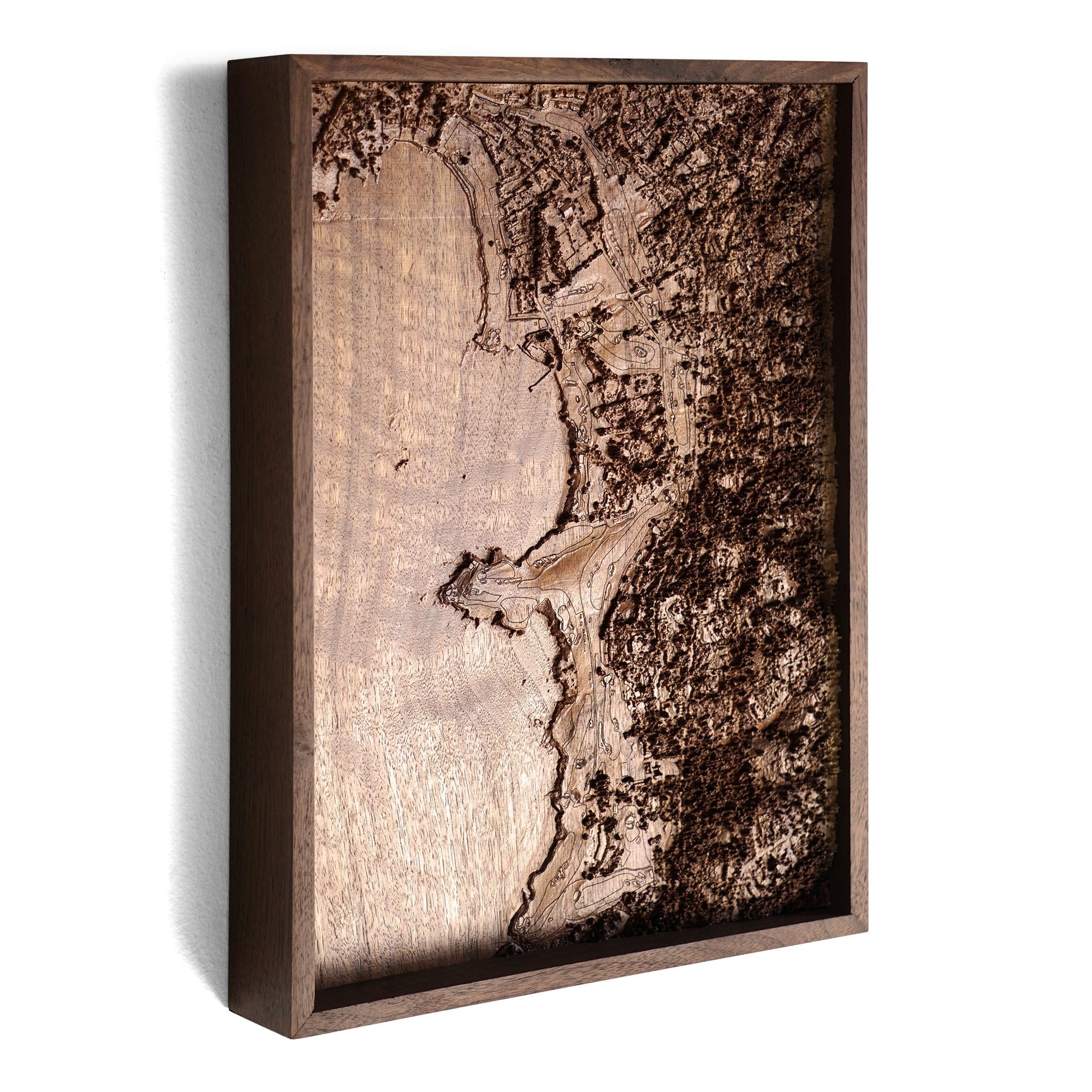 Pebble Beach Golf Course – 3D Wood - Carved Map - Muir Way - Custom