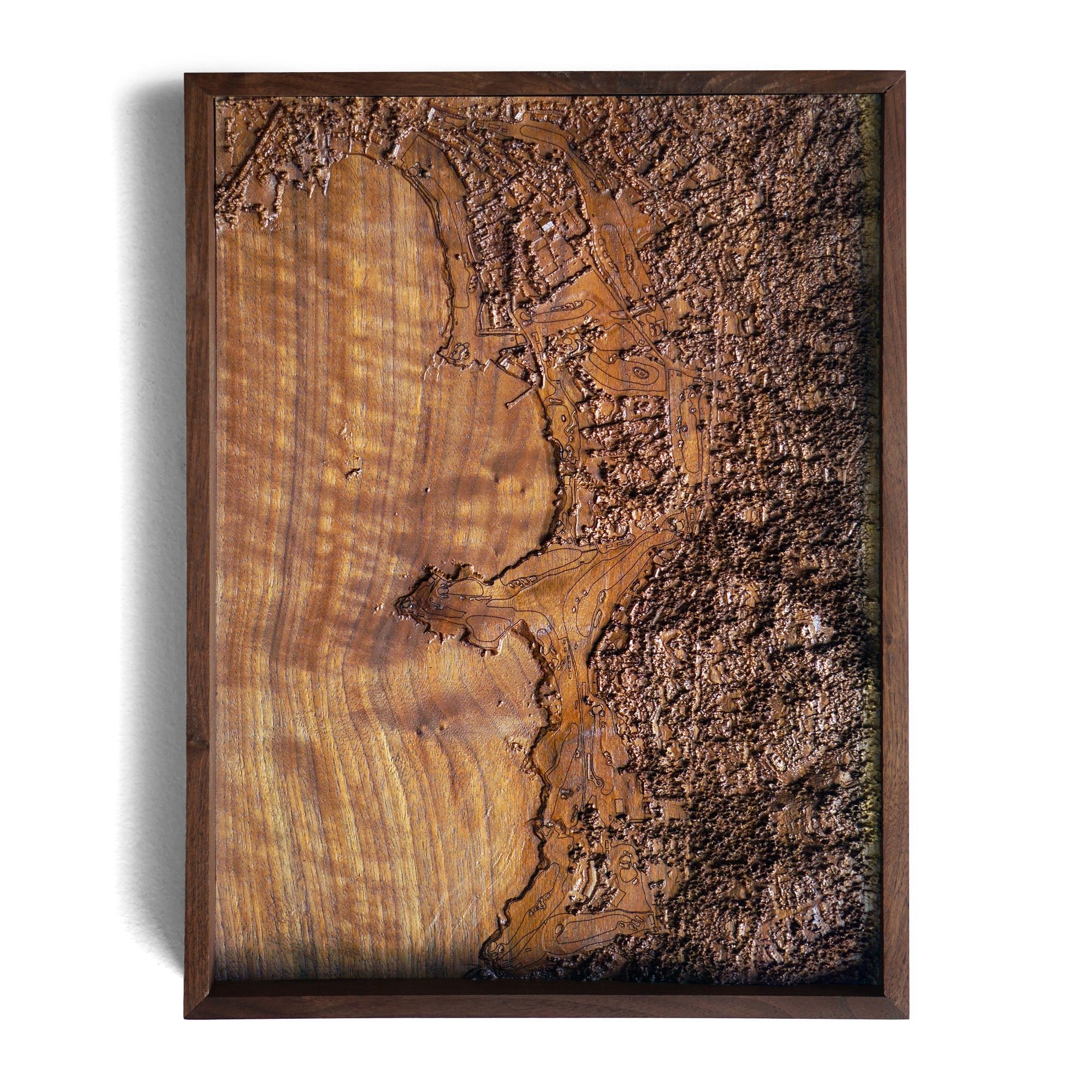 Pebble Beach Golf Course – 3D Wood - Carved Map - Muir Way - Custom