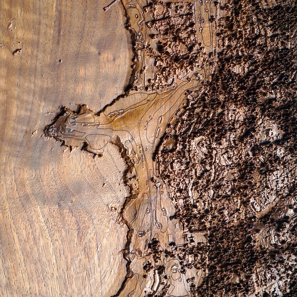 Pebble Beach Golf Course – 3D Wood - Carved Map - Muir Way - Custom