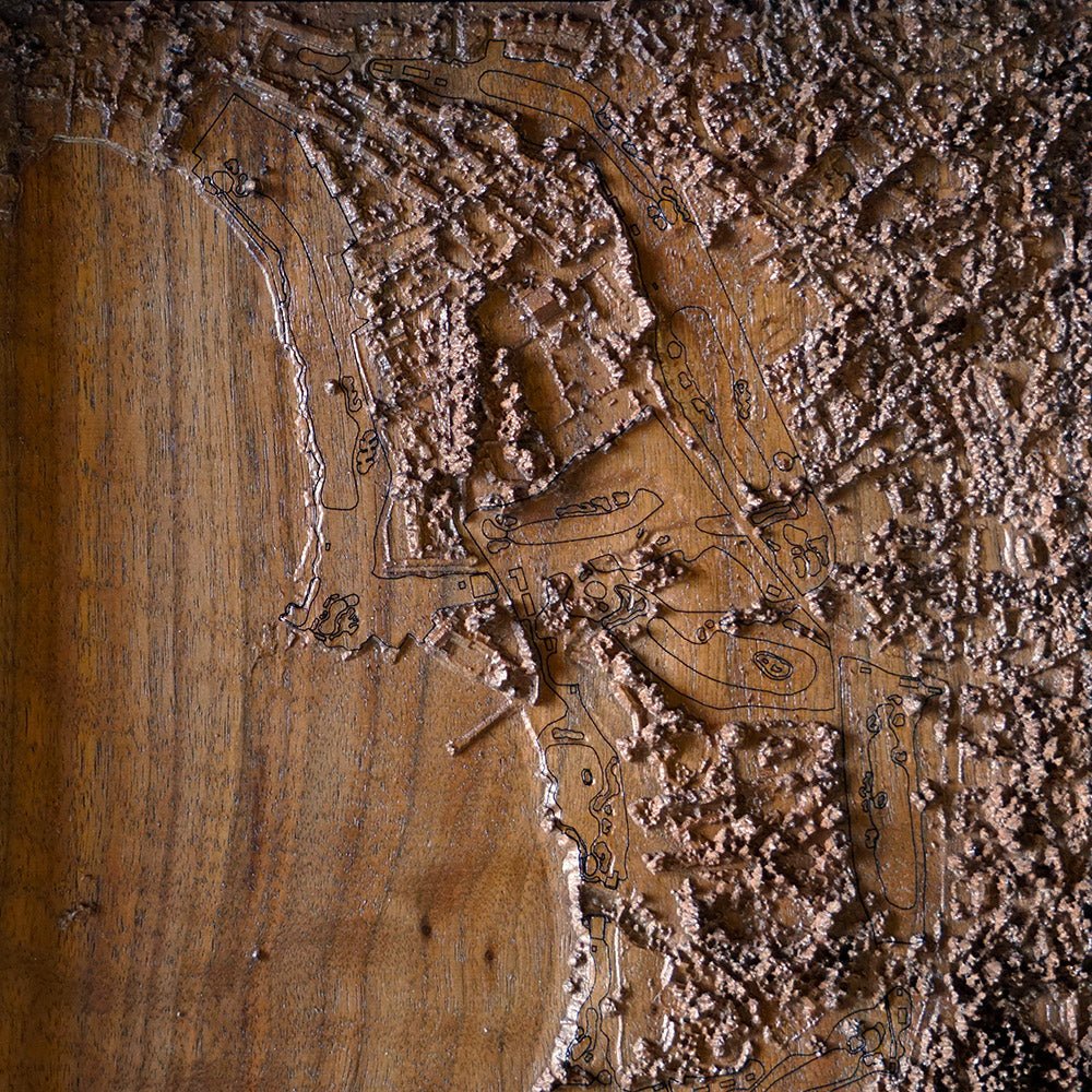 Pebble Beach Golf Course – 3D Wood - Carved Map - Muir Way - Custom