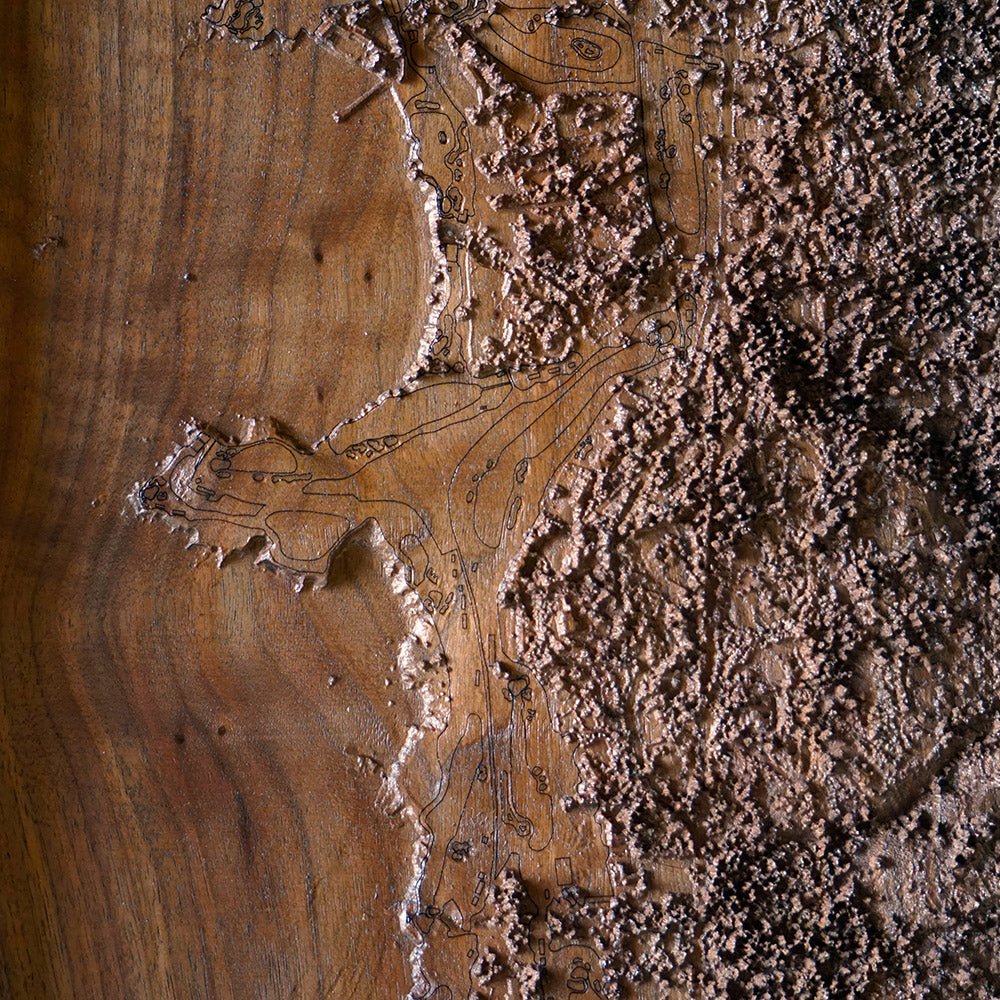 Pebble Beach Golf Course – 3D Wood - Carved Map - Muir Way - Custom