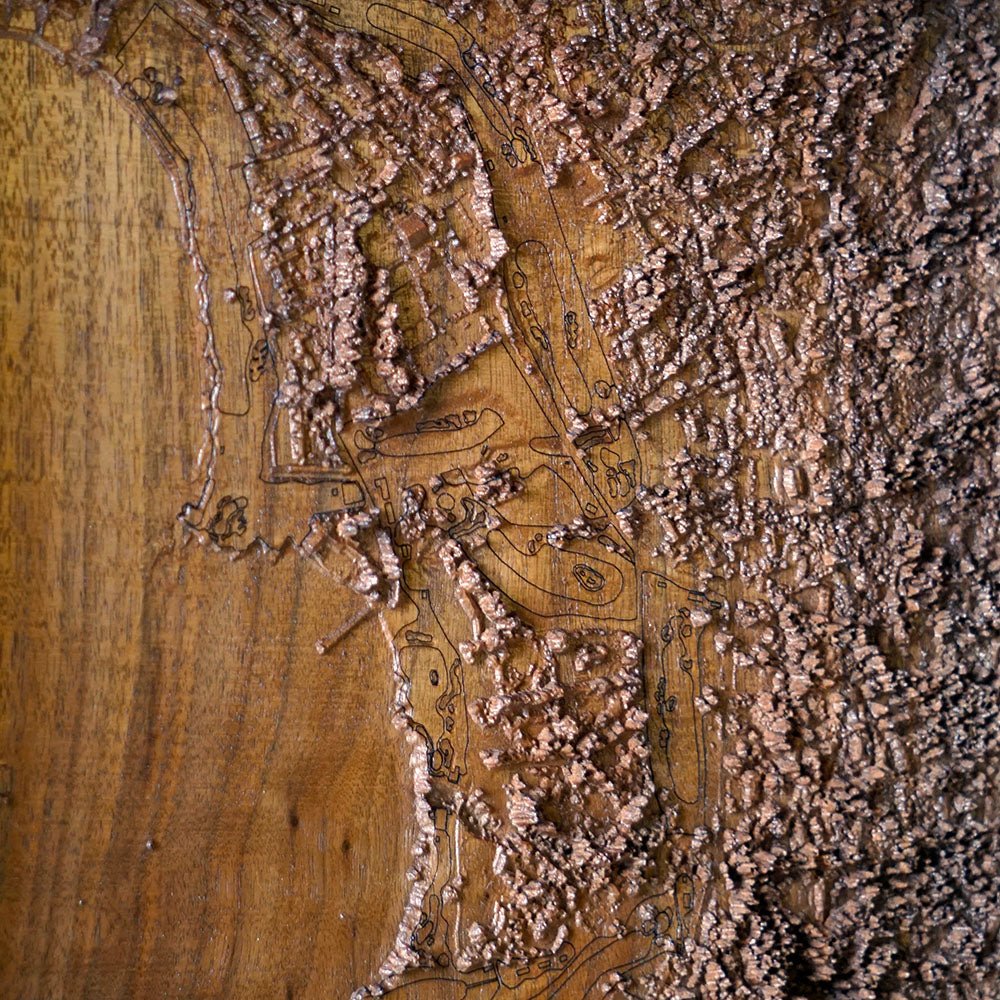 Pebble Beach Golf Course – 3D Wood - Carved Map - Muir Way - Custom