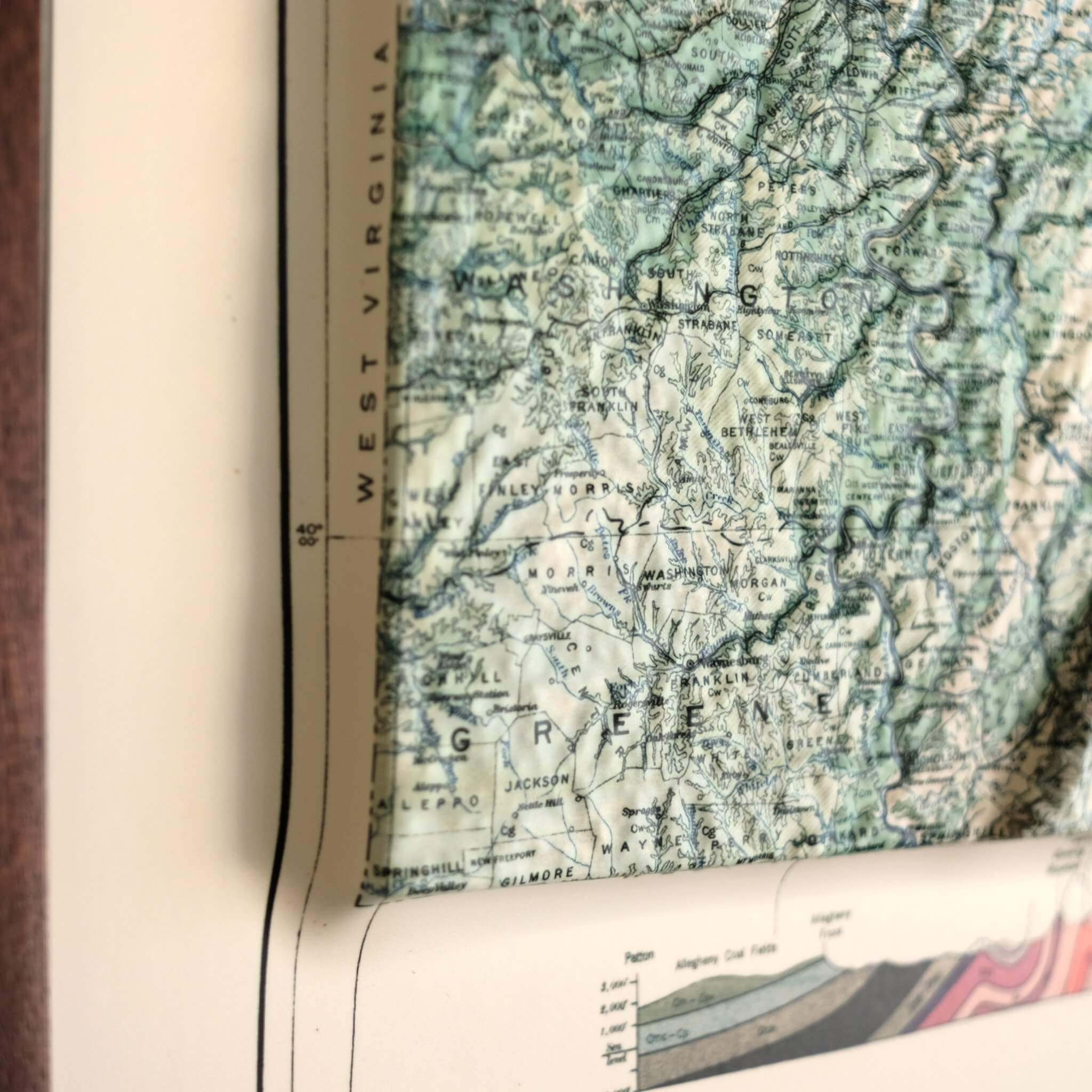 Pennsylvania 1931 3D Raised Relief Map - Muir Way - 3D