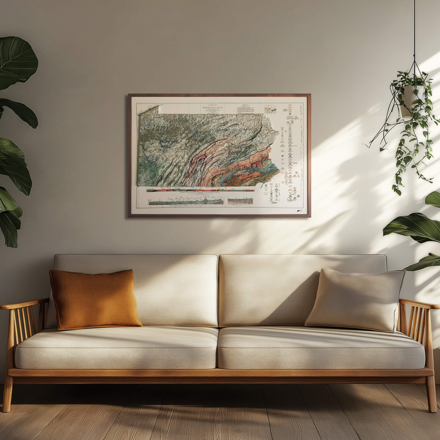 Pennsylvania 1931 3D Raised Relief Map - Muir Way - 3D