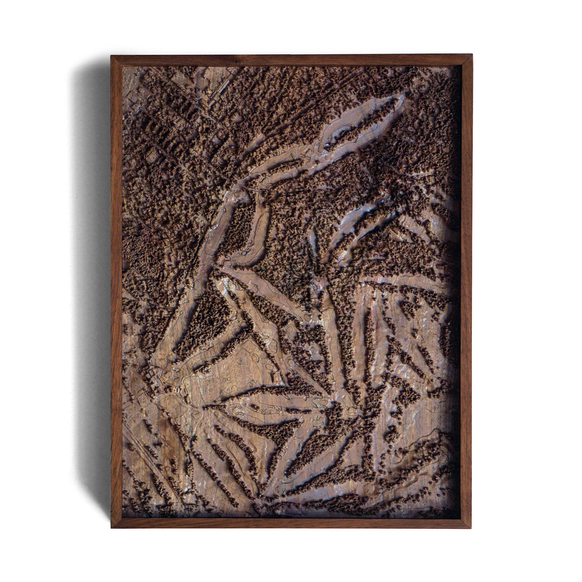 Pinehurst No. 2, North Carolina – 3D Wood - Carved Map - Muir Way - Custom