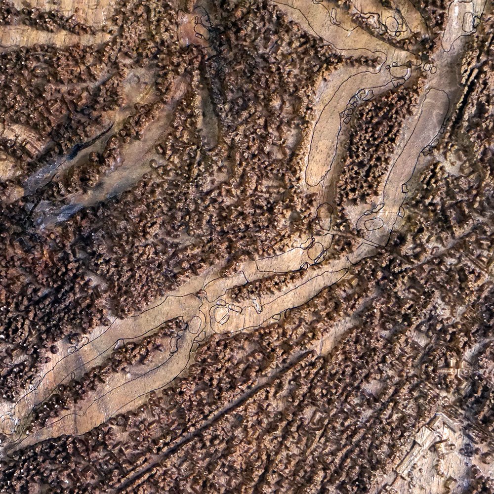 Pinehurst No. 2, North Carolina – 3D Wood - Carved Map - Muir Way - Custom