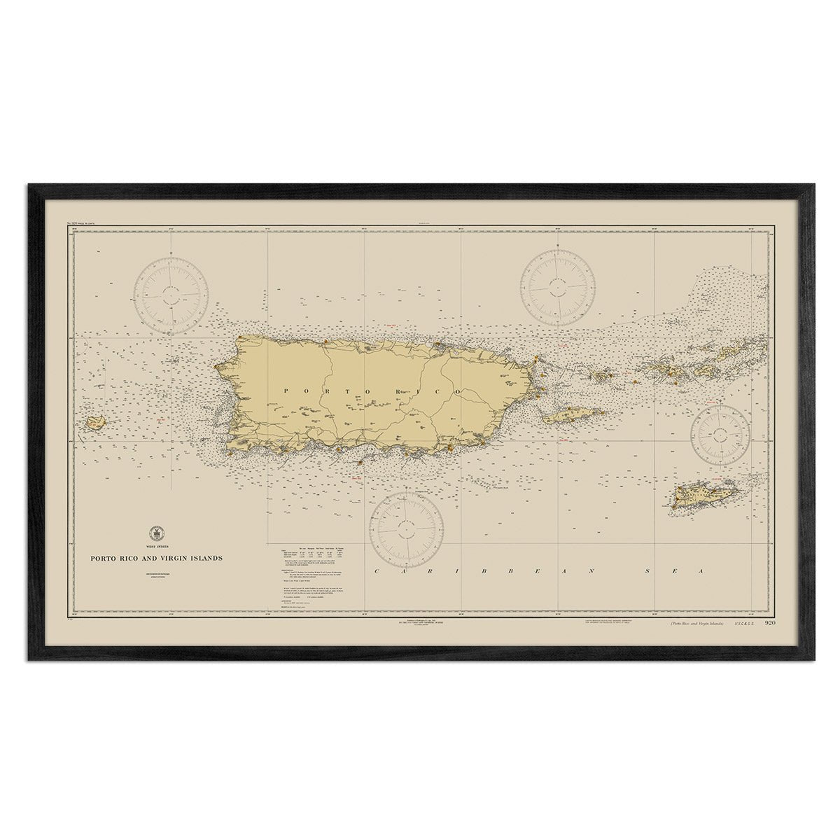 Puerto Rico and Virgin Islands Nautical Chart 1931 - Muir Way - Vintage Map