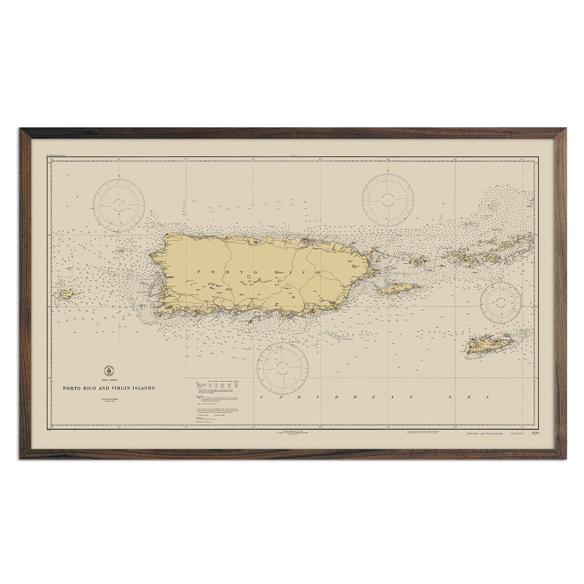 Puerto Rico and Virgin Islands Nautical Chart 1931 - Muir Way - Vintage Map
