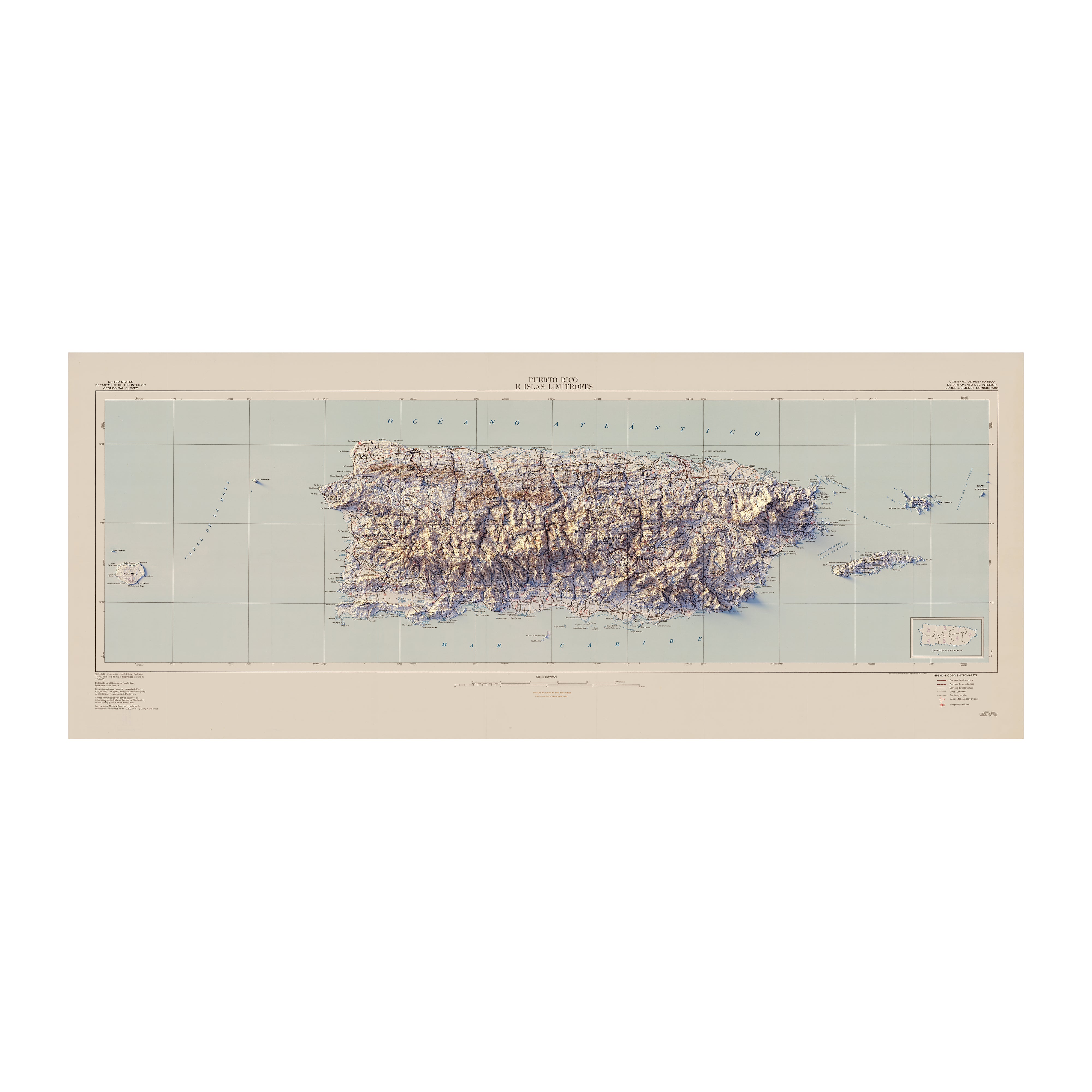 Puerto Rico 1963 Relief Map