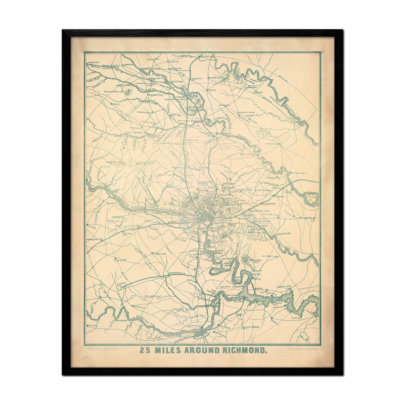 Richmond and 25 Miles Around - Muir Way - Vintage Map