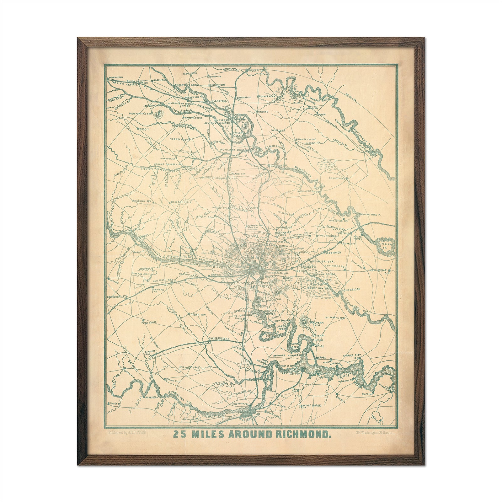 Richmond and 25 Miles Around - Muir Way - Vintage Map
