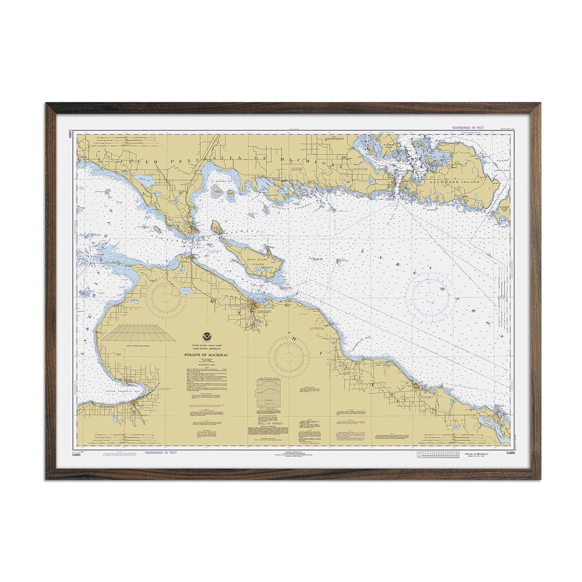 Straits of Mackinac Nautical Chart 1979 - Muir Way - Vintage Map