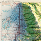 Salt Lake City, Utah 1980 Shaded Relief Map - Muir Way - Vintage Relief
