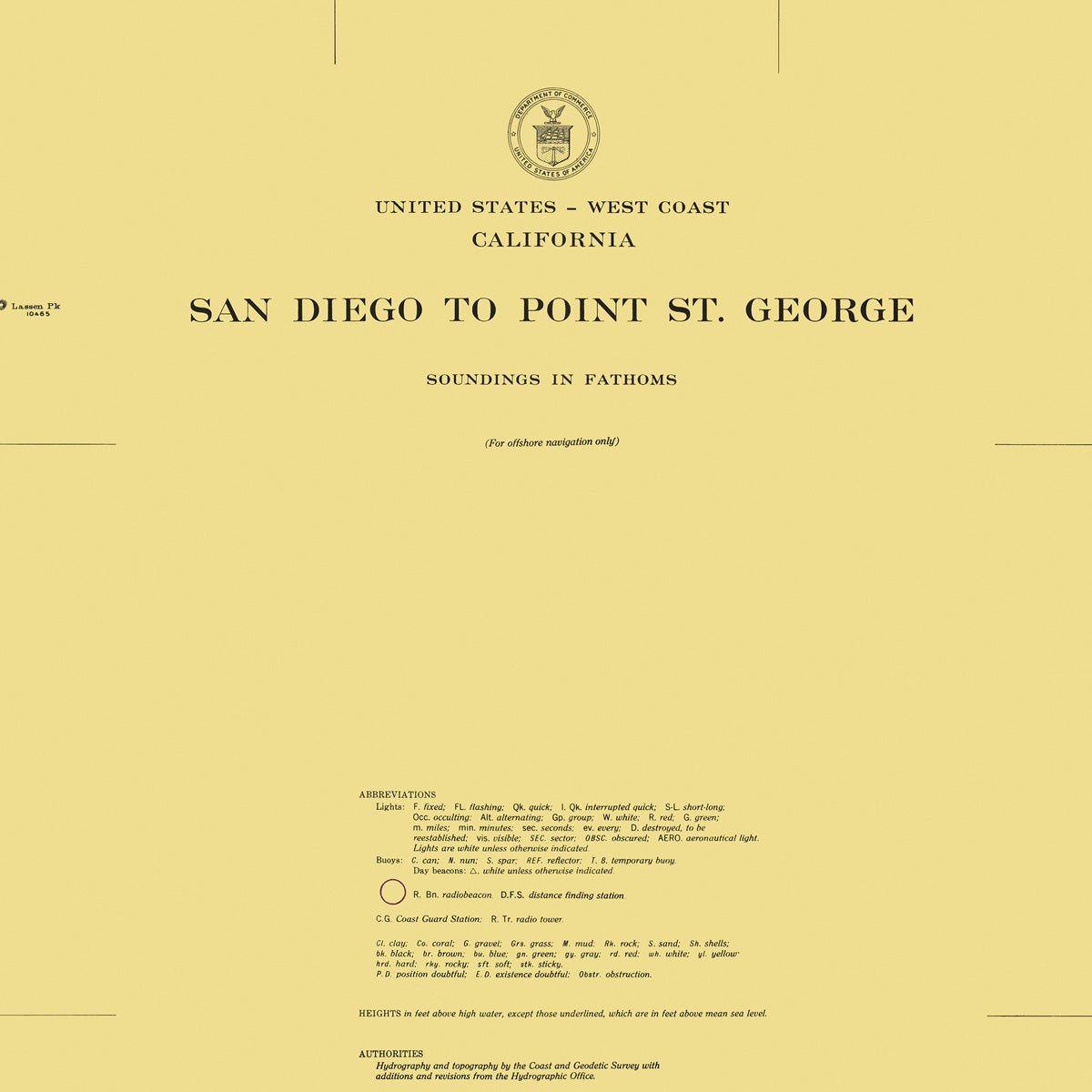 San Diego to Point St. George Nautical Chart 1948 - Muir Way - Vintage Map