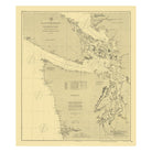 Washington Coast and Interior Harbors - Gray's Harbor to Olympia Nautical Chart 1888 - Muir Way - Vintage Map