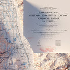 Sequoia and Kings Canyon 1948 Shaded Relief Map - Muir Way - Vintage Relief
