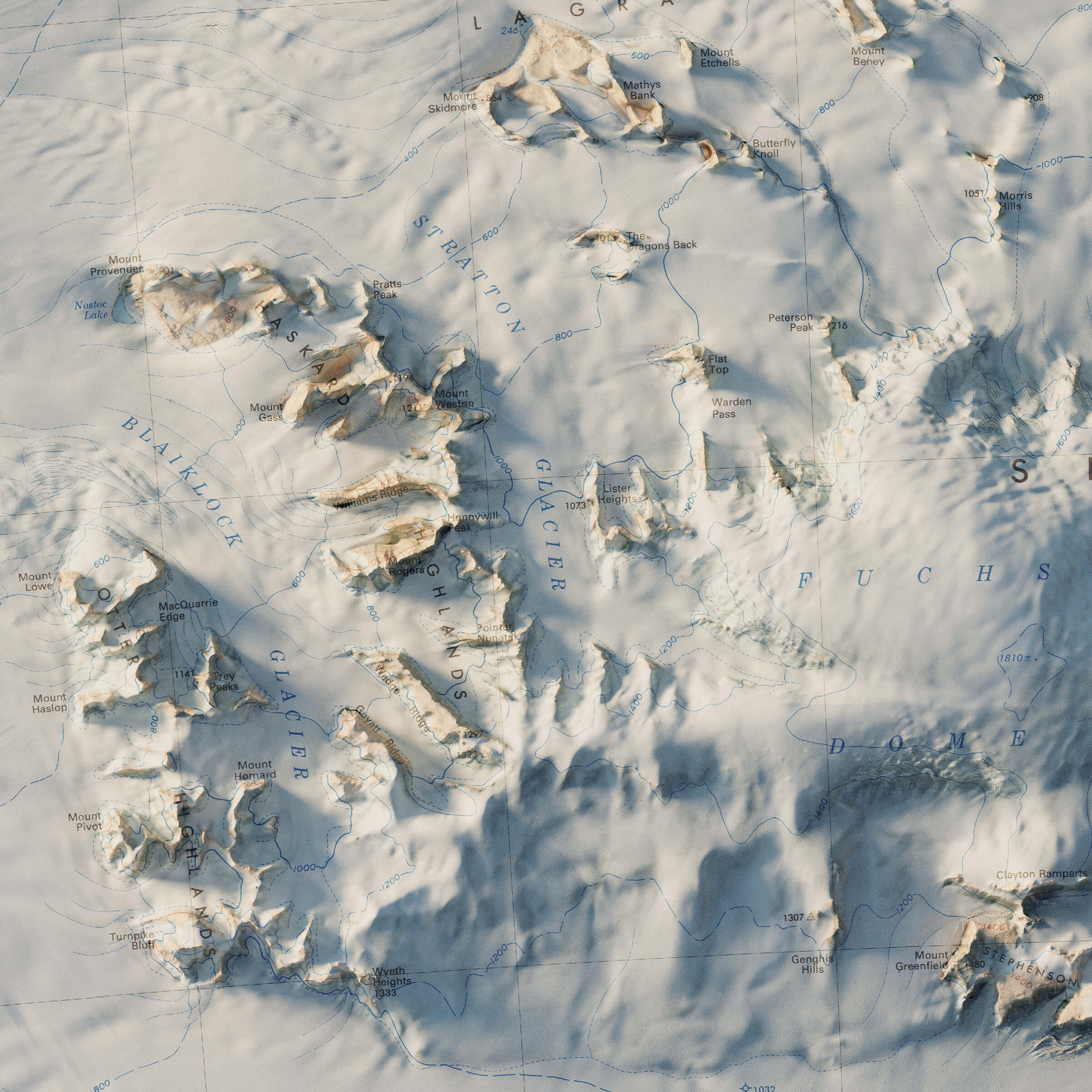 Shackleton Range, Antarctica 1983 Shaded Relief Map - Muir Way - Vintage Relief