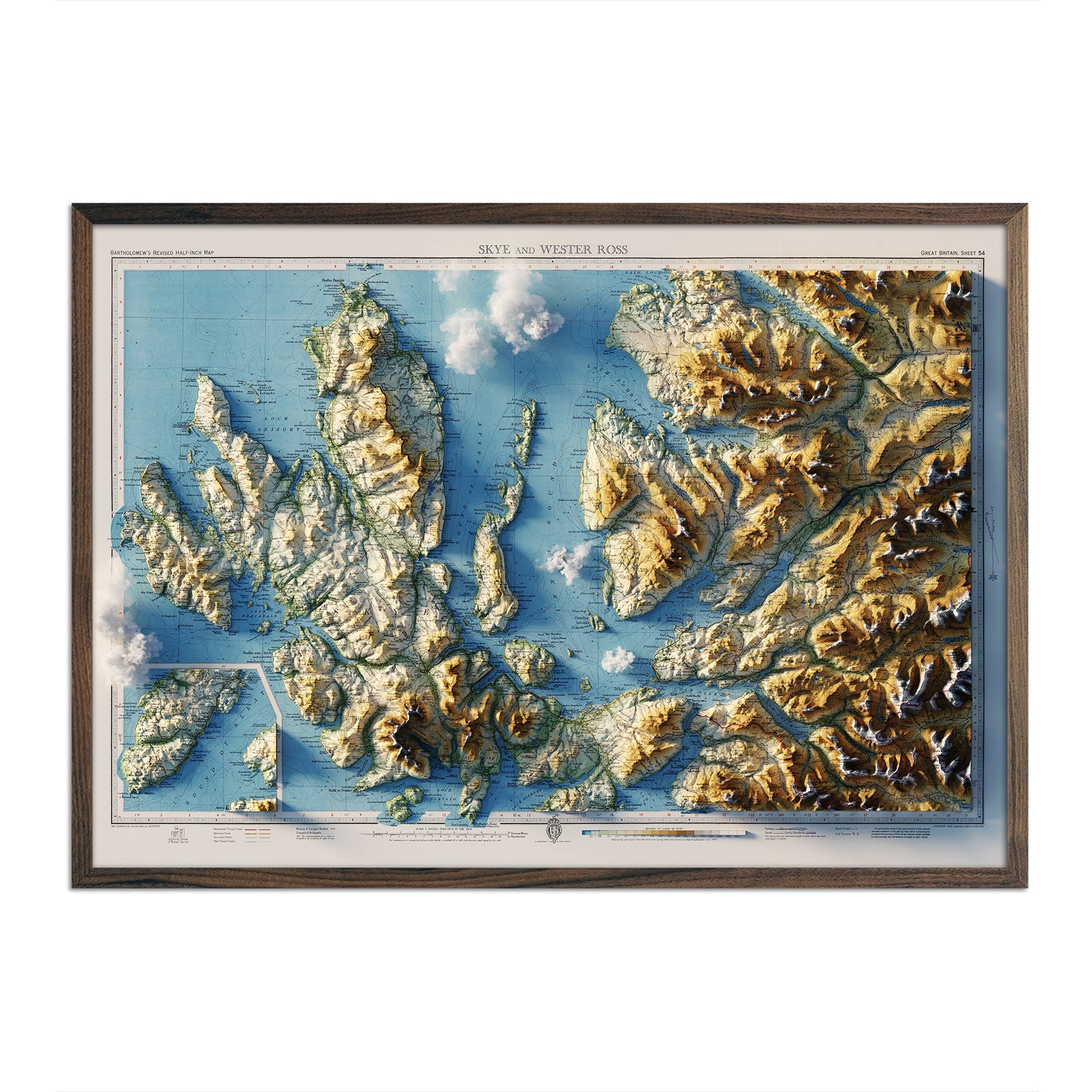 Skye and Wester Ross 1947 Shaded Relief Map - Muir Way - Vintage Relief