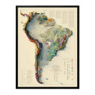 South America 1950 Shaded Relief Map - Muir Way - Vintage Relief