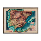 Spain and Portugal 1964 Shaded Relief Map - Muir Way - Vintage Relief