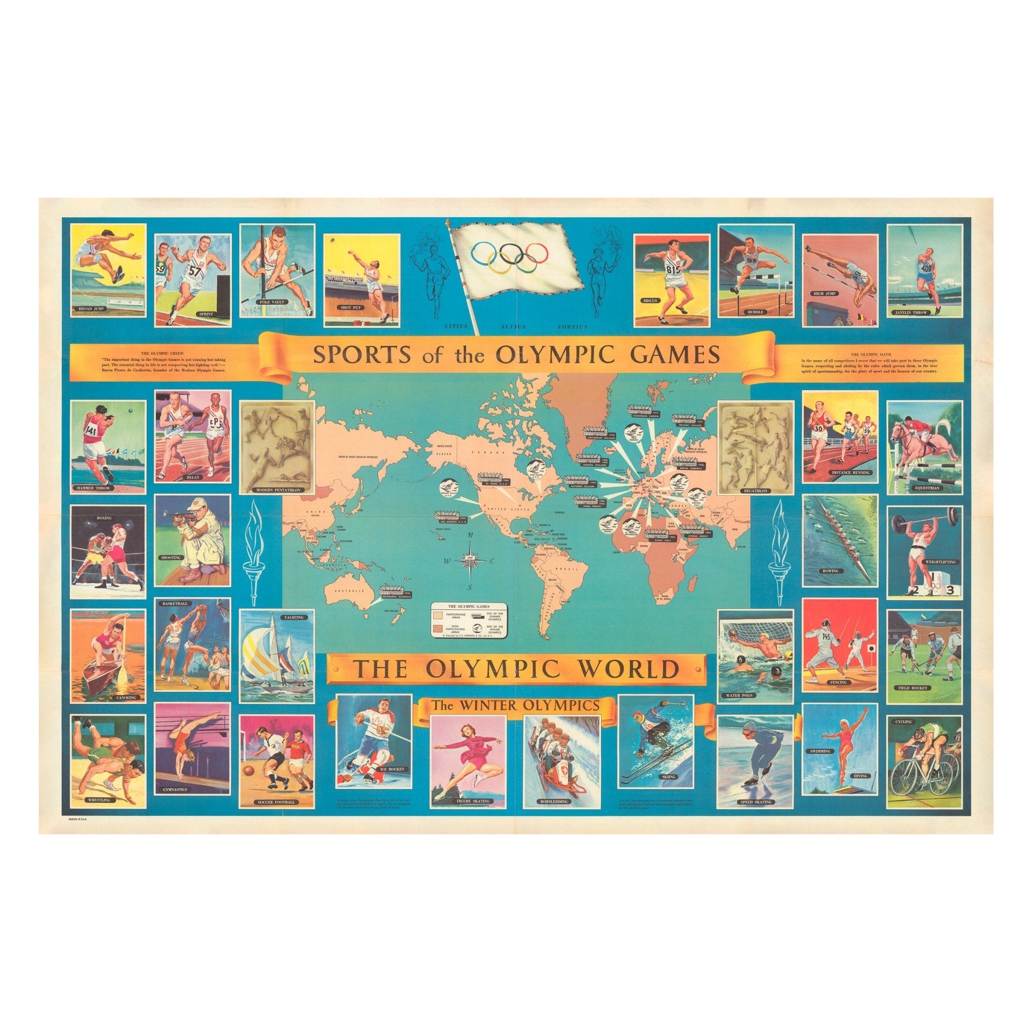 Sports of the Olympic Games - Muir Way - Vintage Map