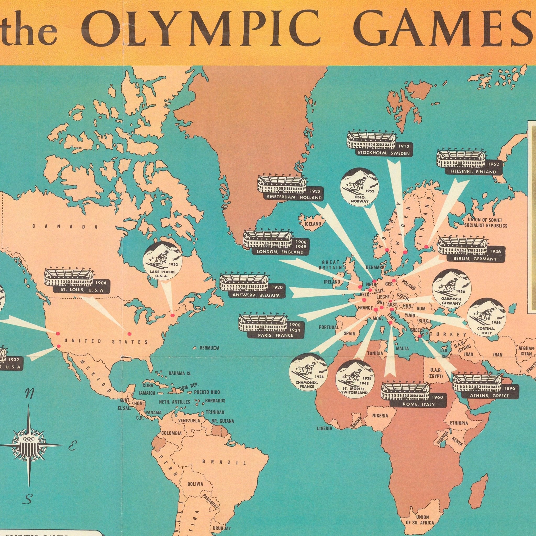 Sports of the Olympic Games - Muir Way - Vintage Map
