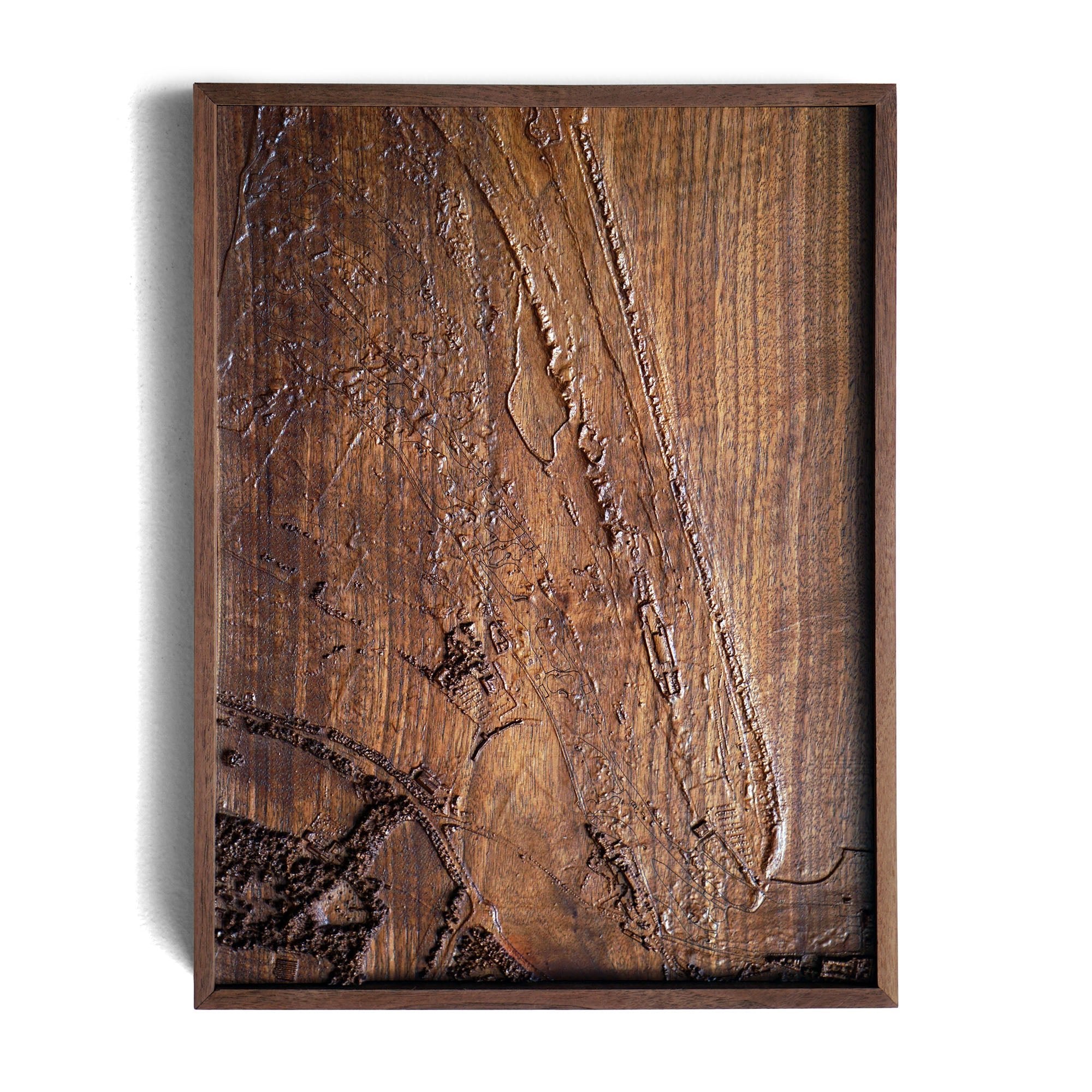 St Andrews, Scotland – 3D Wood - Carved Map - Muir Way - Custom