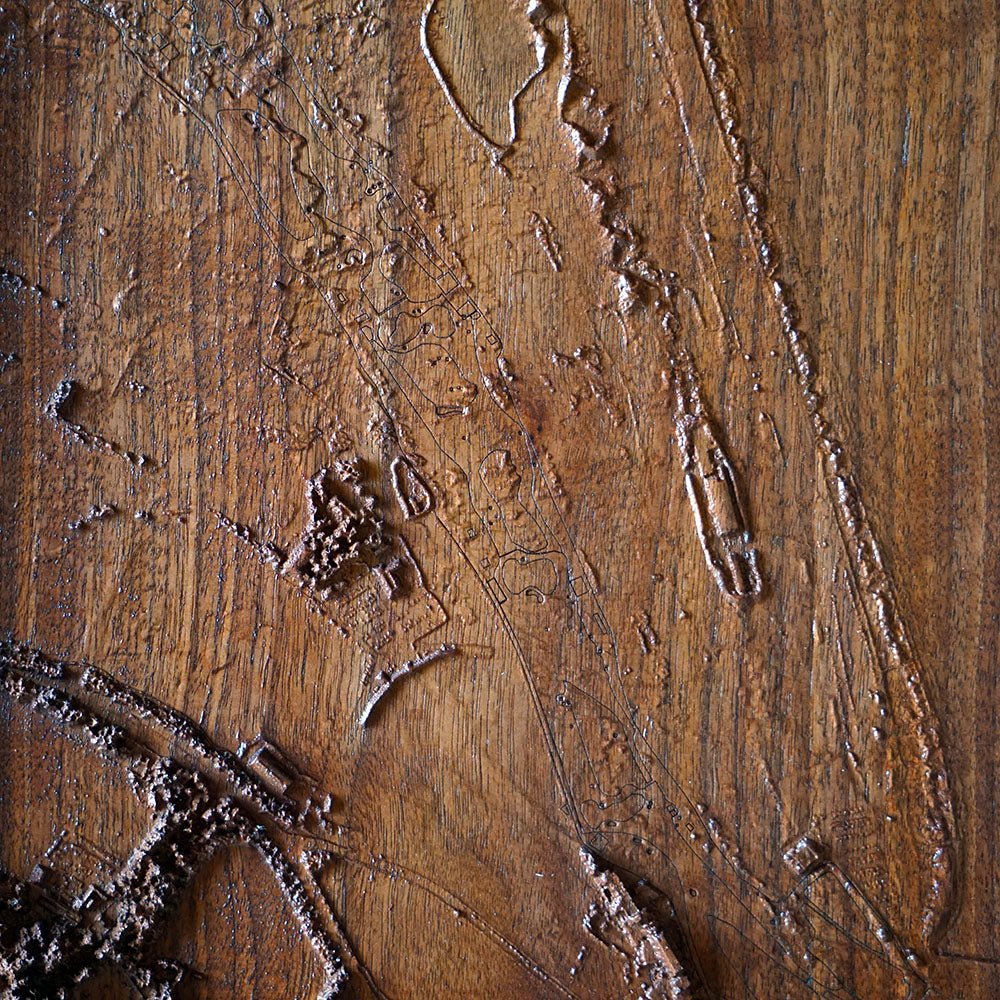 St Andrews, Scotland – 3D Wood - Carved Map - Muir Way - Custom