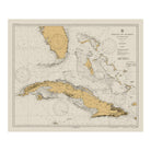 Straits of Florida Nautical Chart 1933 - Muir Way - Vintage Map