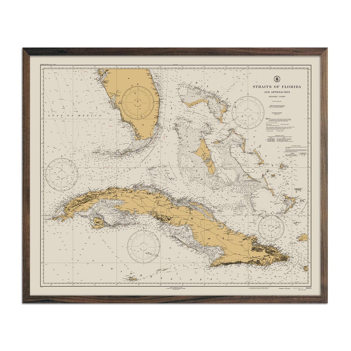 Straits of Florida Nautical Chart 1933 - Muir Way - Vintage Map