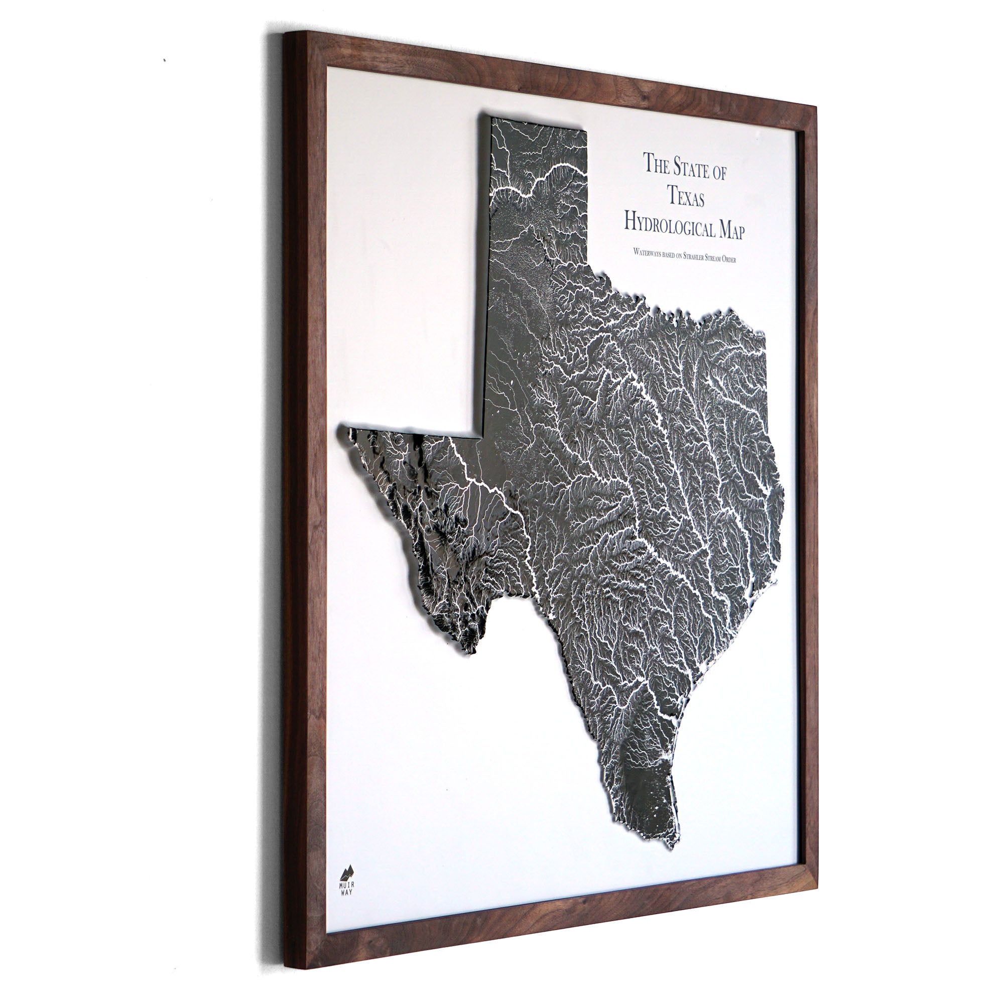 Texas Hydrological - 3D Raised Relief Map - Muir Way - 3D
