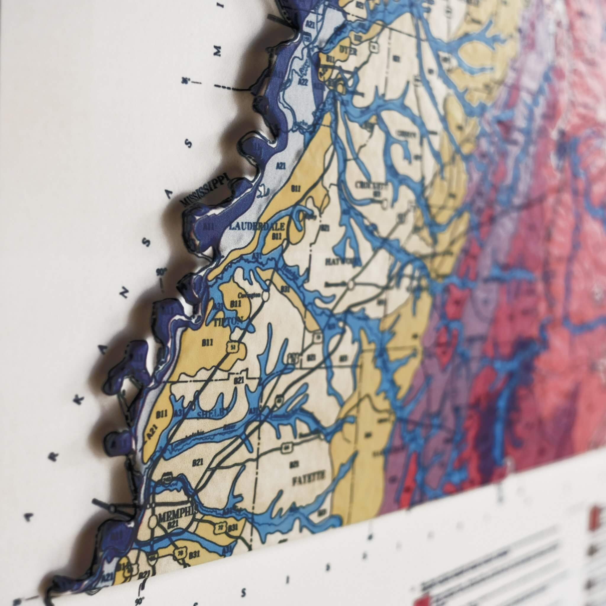 Tennessee 1978 3D Raised Relief Map - Muir Way - 3D
