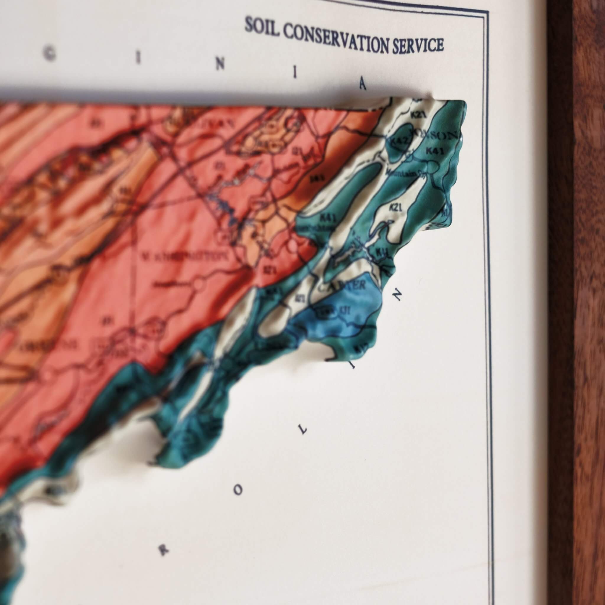 Tennessee 1978 3D Raised Relief Map - Muir Way - 3D