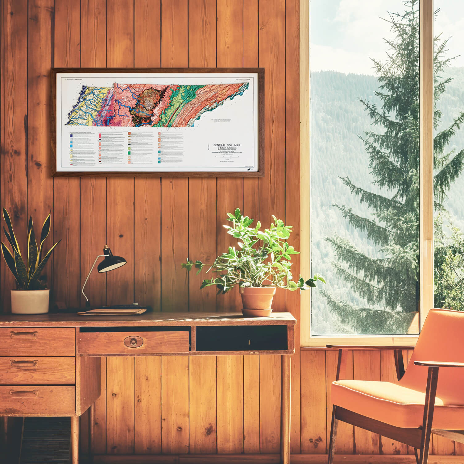 Tennessee 1978 3D Raised Relief Map - Muir Way - 3D