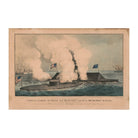 Terrific Combat between the Monitor 2 Guns & Merrimac 10 Guns - Muir Way - Vintage Map