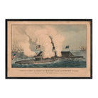 Terrific Combat between the Monitor 2 Guns & Merrimac 10 Guns - Muir Way - Vintage Map