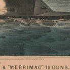 Terrific Combat between the Monitor 2 Guns & Merrimac 10 Guns - Muir Way - Vintage Map