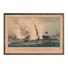 Terrific Combat between the Monitor 2 Guns & Merrimac 10 Guns - Muir Way - Vintage Map