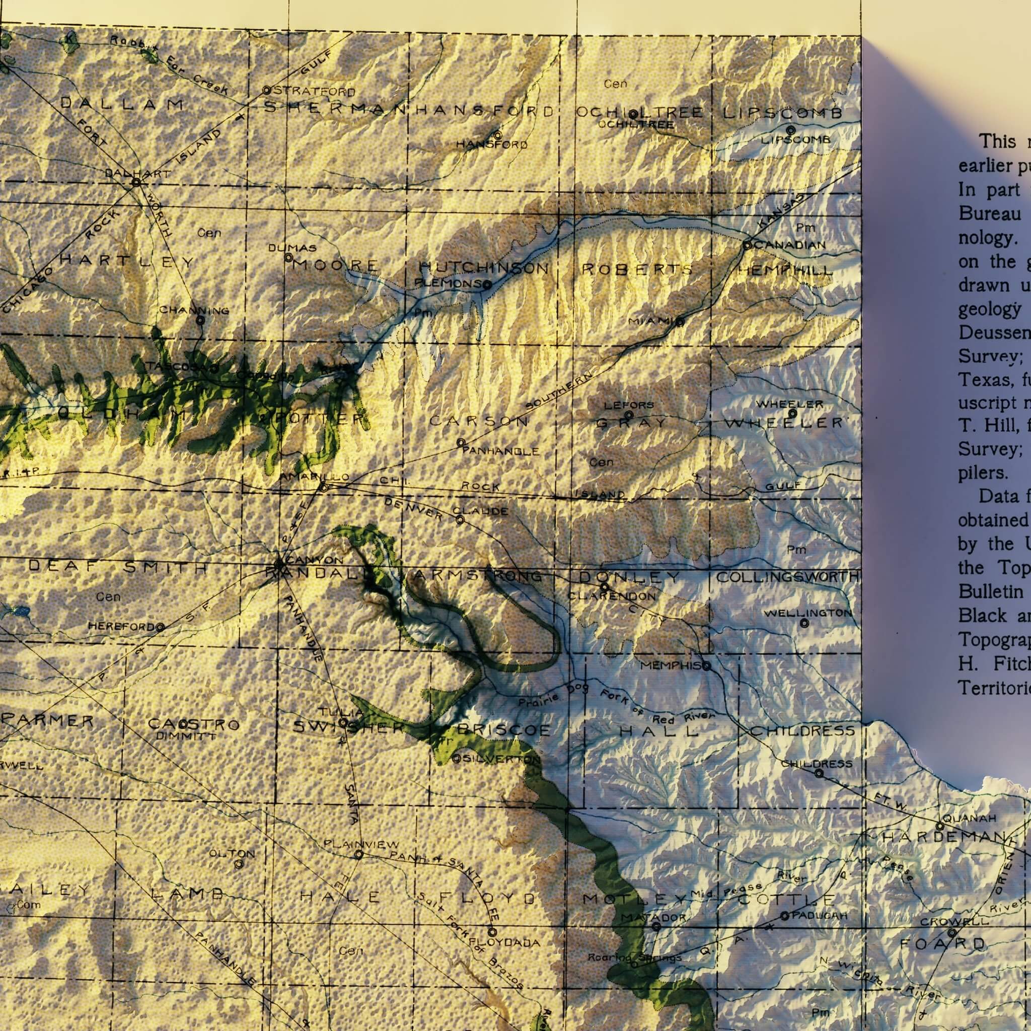 Texas 1916 Shaded Relief Map - Muir Way - Vintage Relief