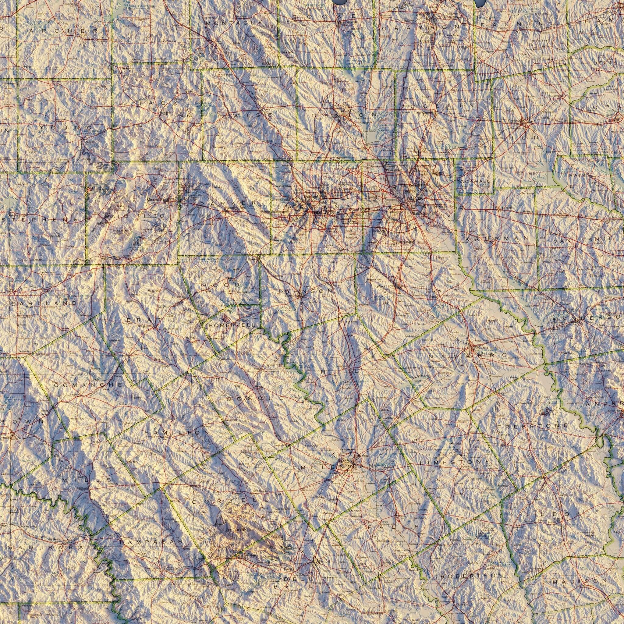 Texas 1982 Shaded Relief Map - Muir Way - Vintage Relief