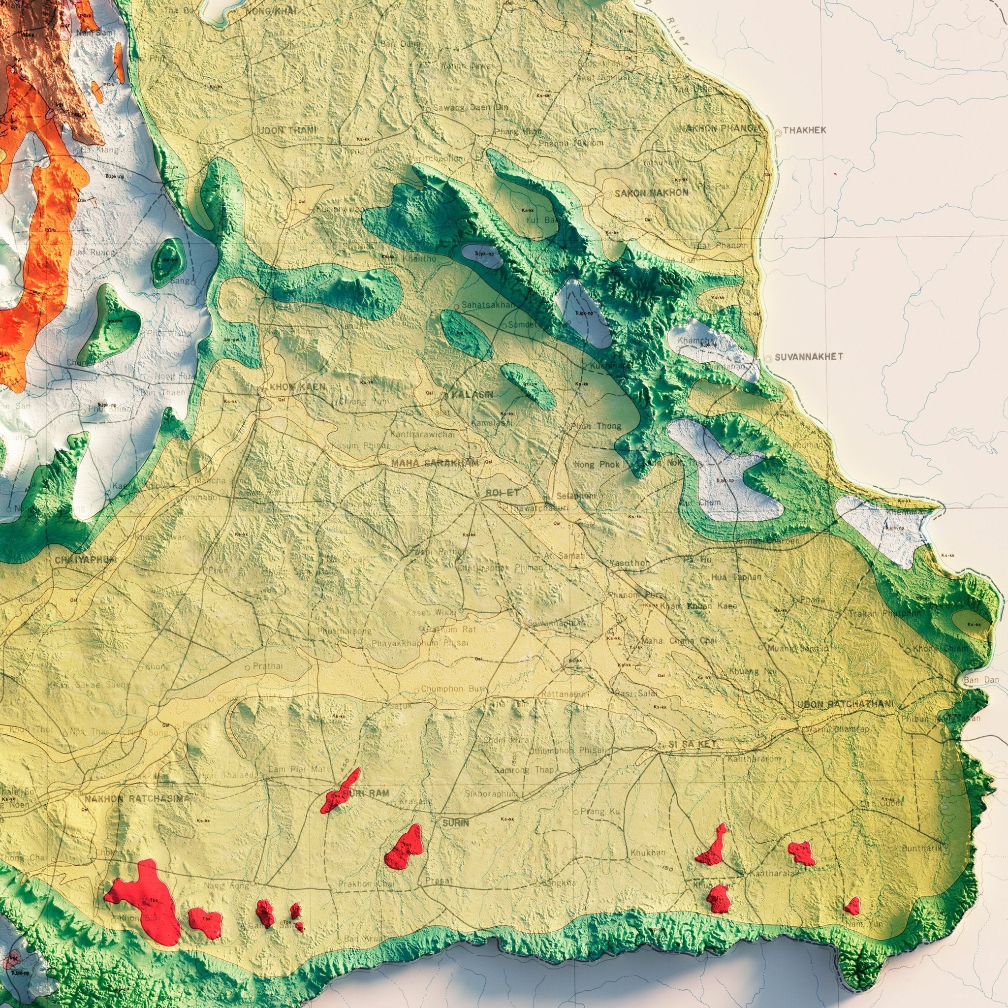 Thailand 1969 Shaded Relief Map - Muir Way - Vintage Relief