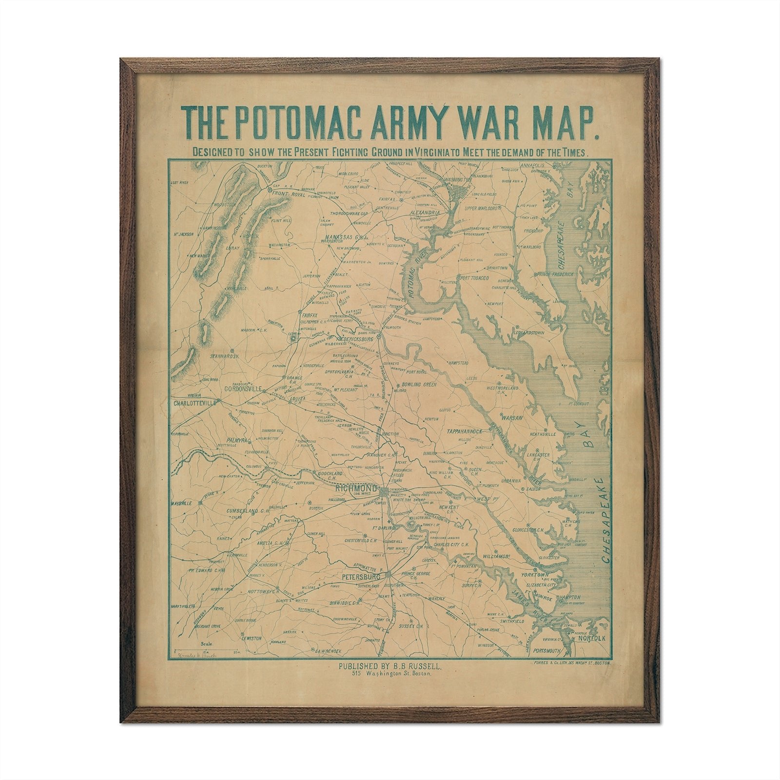 Potomac Army War Map - Muir Way - Vintage Map