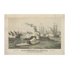 The First Battle between Iron Ships of War - Muir Way - Vintage Map