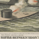 The First Battle between Iron Ships of War - Muir Way - Vintage Map